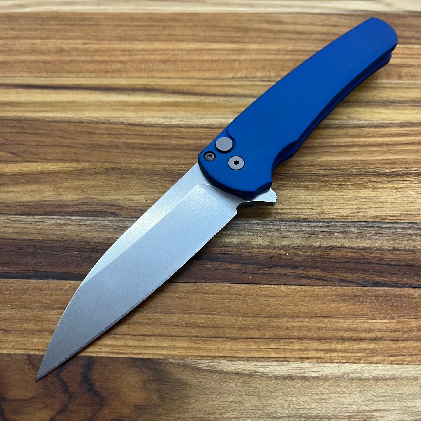 Pro-Tech Malibu 3.25" Flipping Knife w/ Wharncliffe Blade & Blue Aluminum Handle