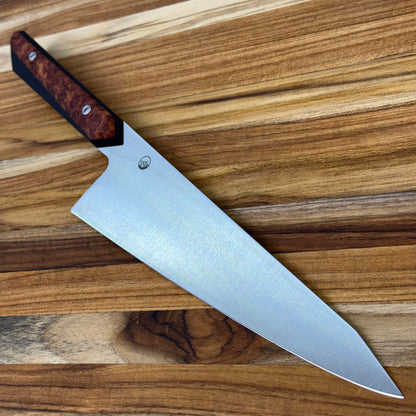 Enceladus Custom 200mm (8") K-Tip Gyuto w/ Amboyna Burl & Richlite Handle