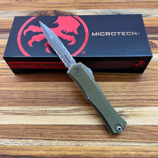 Microtech Hera II Mini D/E 3" P/S OTF w/ OD Green Aluminum Handle