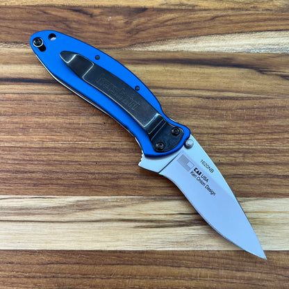 Kershaw Scallion 2.5" Flipping Knife w/ Navy Blue Aluminum Handle