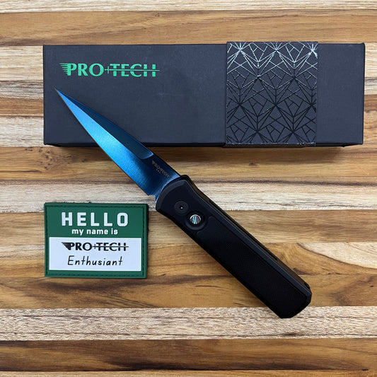 Pro-Tech Godson 3.15" Sapphire Auto w/ Deep Carry Black Aluminum & G10 Inlay Handle
