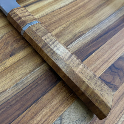Enceladus Custom 210mm (8.25") K-Tip Gyuto w/ Stabilized Koa & Titanium Handle