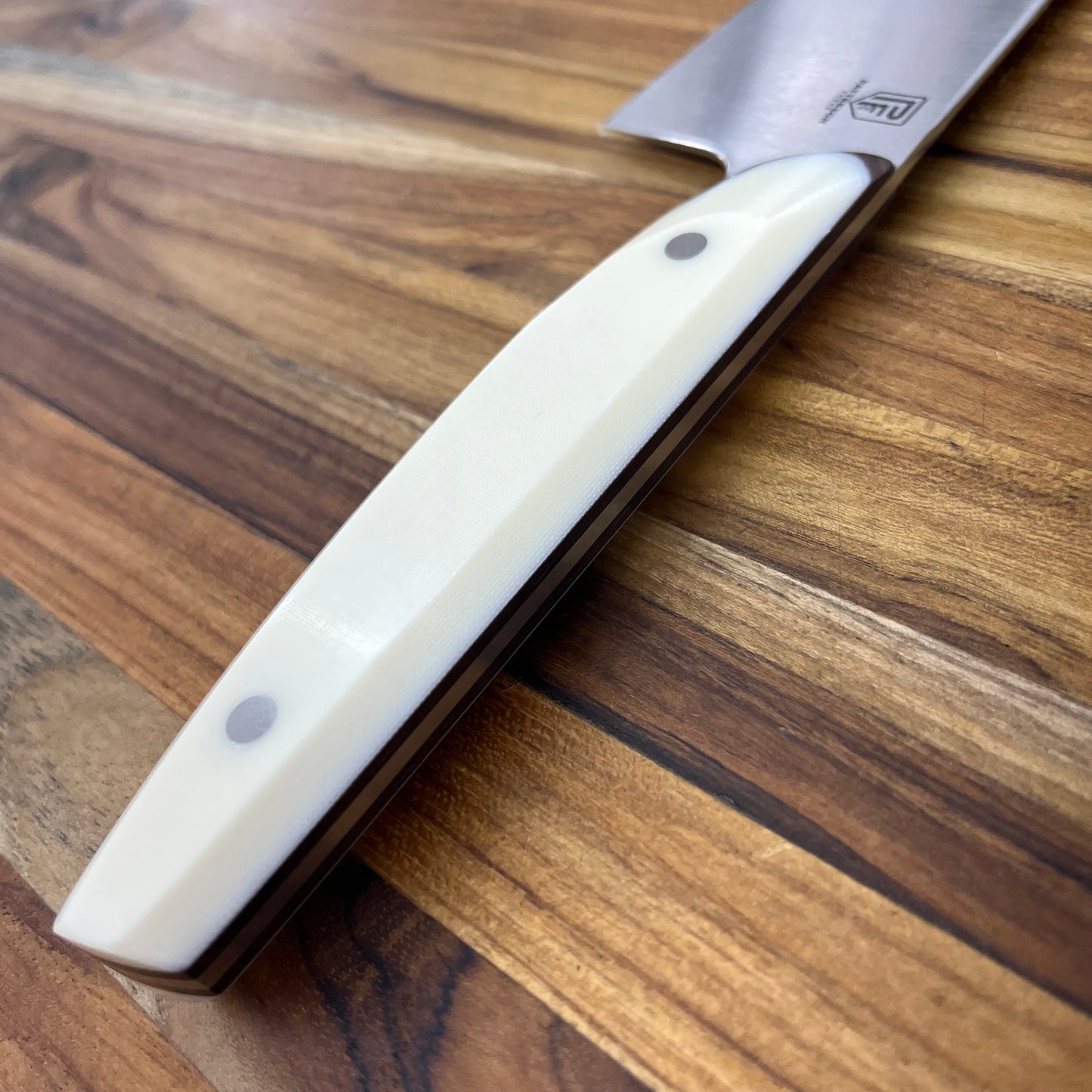 Patterson Forge Semi-Custom 165mm (6.5") Santoku w/ White Linen & Vintage Micarta Handle