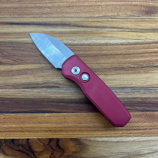Pro-Tech Runt 5 2" Auto w/ Wharncliffe Blade & Red Aluminum Handle