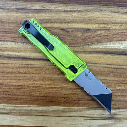 Reate Exo-U Gravity 2.5" Utility Knife w/ Distressed Green Handle
