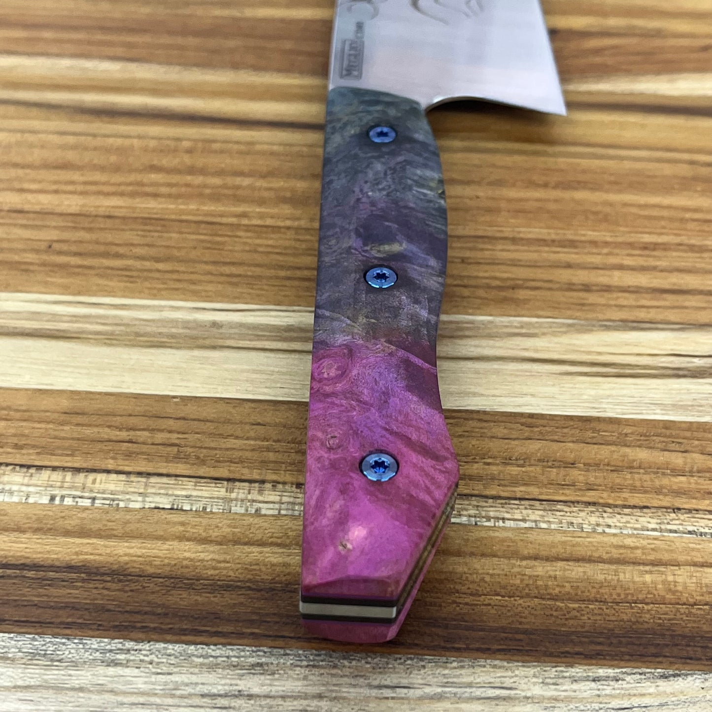 Meglio Blade Show Semi-Custom 8" CD#1 Satin Gyuto 2.0 w/ Lasered Medusa & Tie-Dye Box Elder Handle