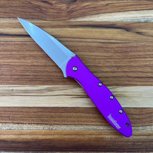 Kershaw Leek 3" Flipping Knife w/ Purple Aluminum Handle