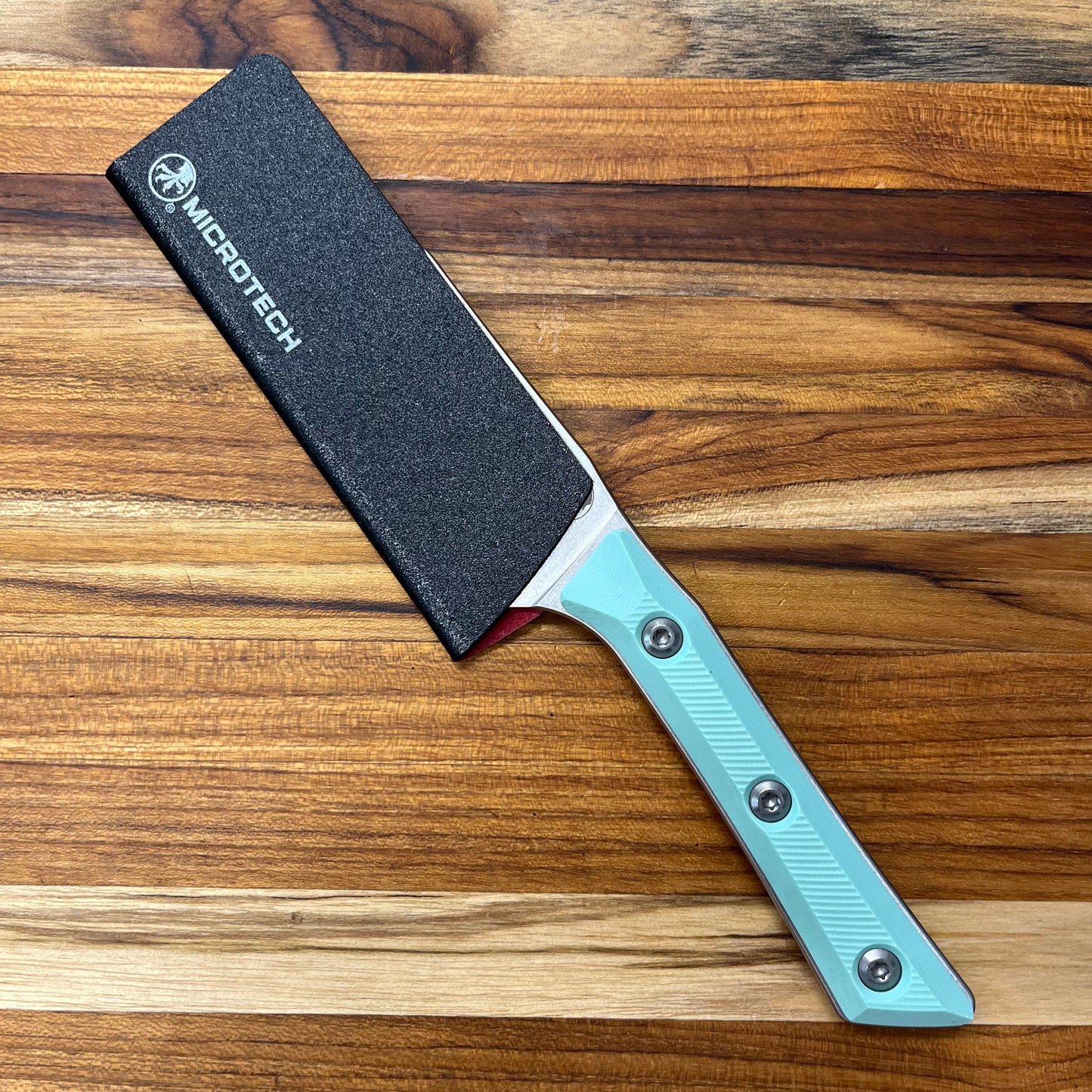 Microtech Culinary 4.2" Santoku w/ Caribbean Blue G10 Handle