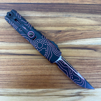 Microtech Signature Series UTX-85 Gen IV S/E 3" OTF w/ Topographic Black/Pink Camo Aluminum Handle