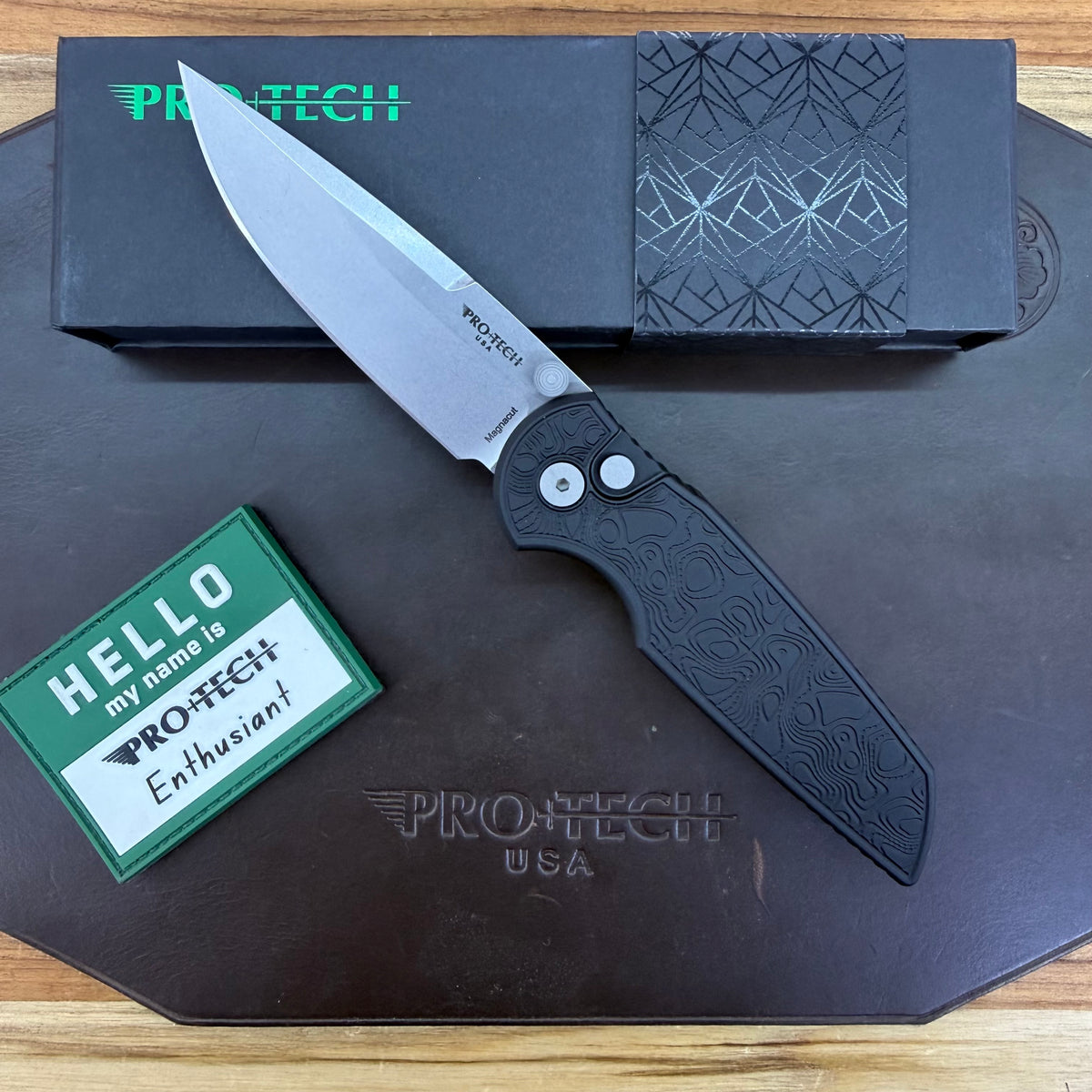 Pro-Tech TR-3 Integrity 3.5" Folding Knife w/ Black Topographic Textured Aluminum Handle
