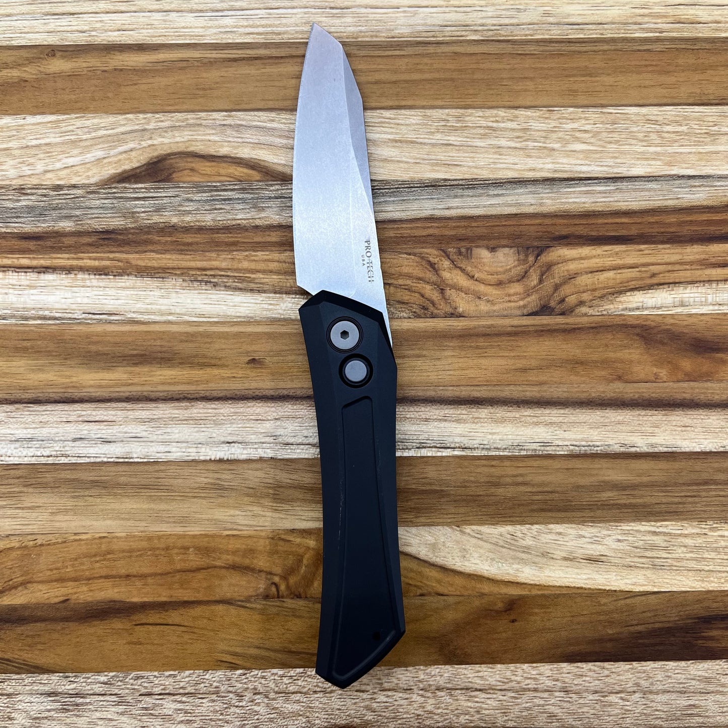 Pro-Tech Oligarch 3.5" Stonewash Auto w/ Black Aluminum Handle