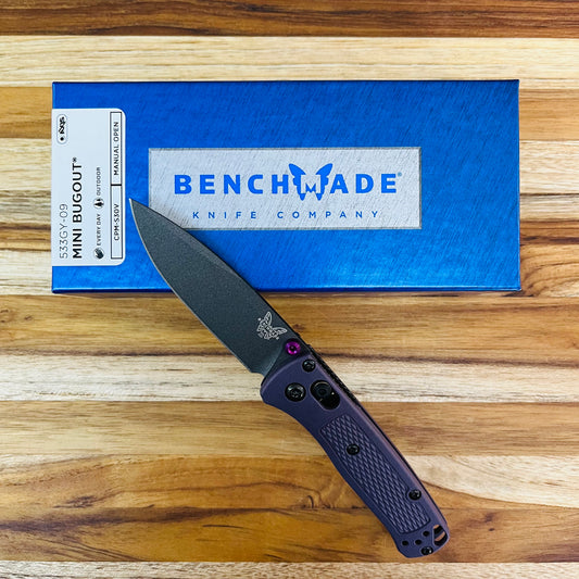 Benchmade Mini Bugout 2.85" Folding Knife w/ Dark Purple Grivory