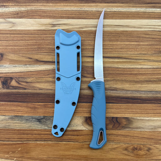 Benchmade Fishcrafter 5" Fillet Knife w/ Sheath & Depth Blue Santoprene