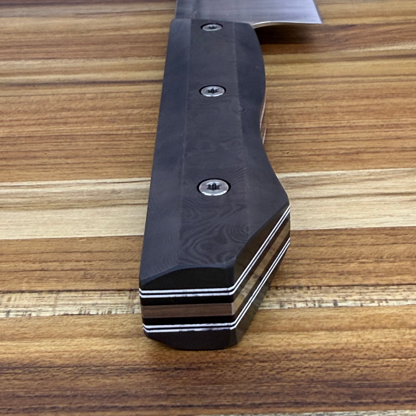 Meglio Blade Show Semi-Custom 6.5" Satin Kiritsuke w/ Black Dunes Carbon Fiber Handle