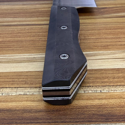 Meglio Blade Show Semi-Custom 6.5" Satin Kiritsuke w/ Black Dunes Carbon Fiber Handle