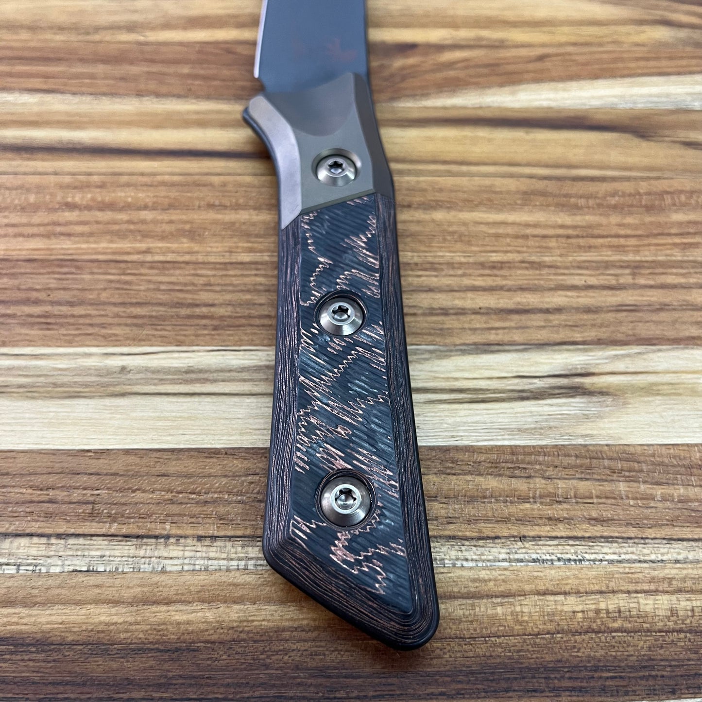 Microtech Signature Series Culinary 6.125" DLC Boning Knife w/ Bronze Titanium Bolster & Livewire Carbon Fiber Handle