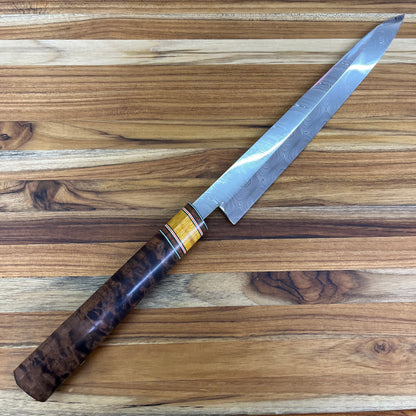3rd Hill Customs Damasteel 240mm (9.5") Yanagiba w/ Koa Handle