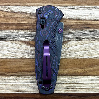 Benchmade *Limited Edition* Gold Class Mini Barrage 3" Folding Knife w/ Purple Haze FATCarbon Handle