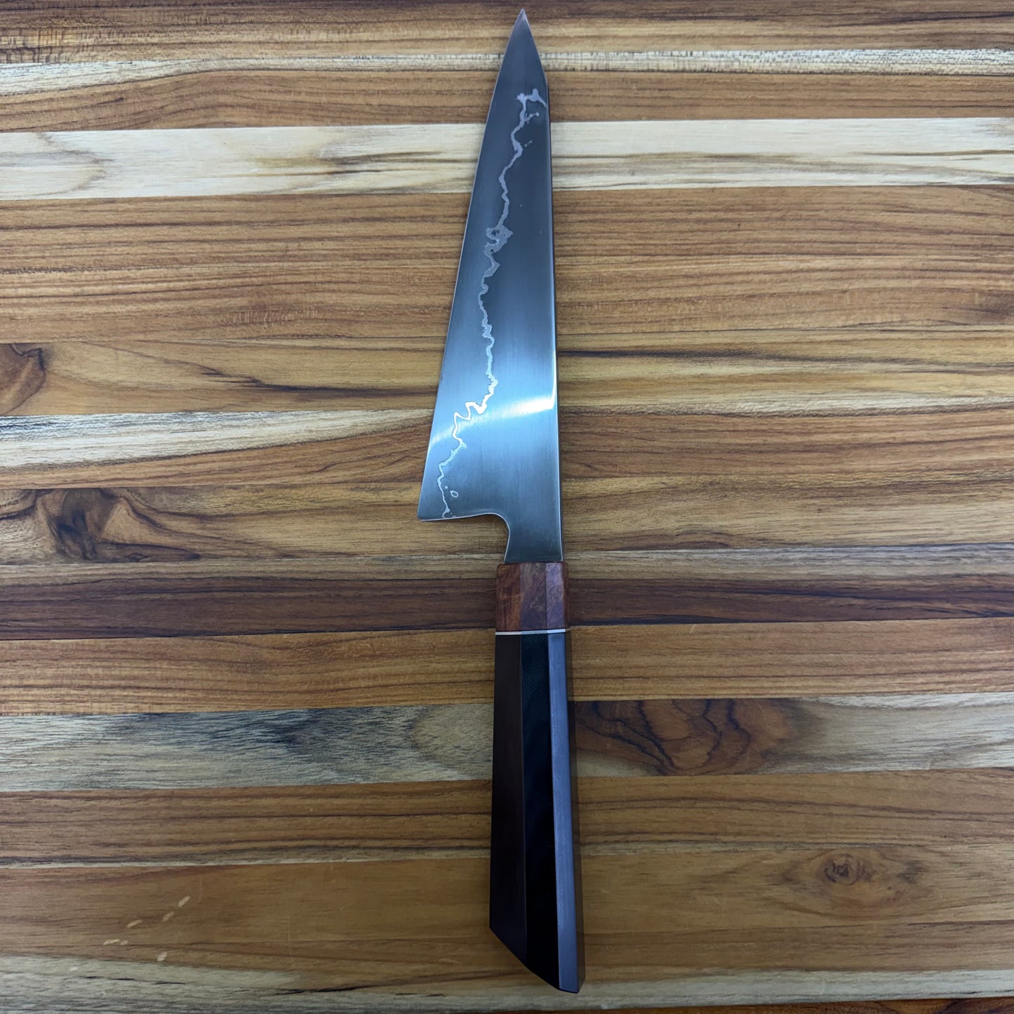 Enceladus Custom 180mm (7") K-Tip Gyuto w/ G10 & Honduran Rosewood Burl Handle