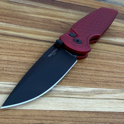 Pro-Tech TR-3 Integrity 3.5" Folding Knife w/ Red Reptile Texture Aluminum Handle