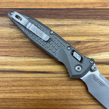Microtech Socom Ram-Lok S/E 4" Folding Knife w/ Natural Clear Frag Aluminum Handle