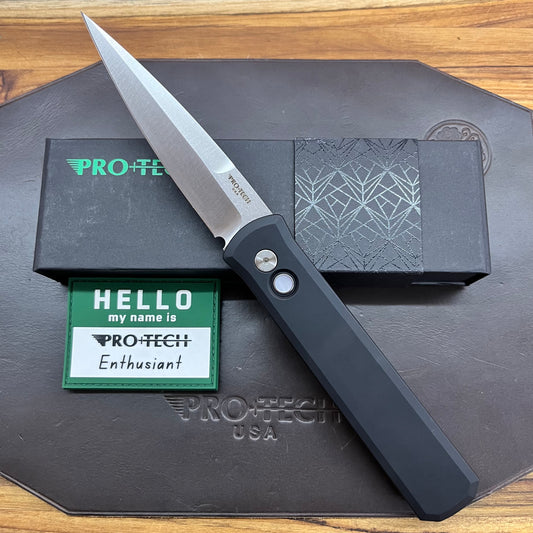 Pro-Tech Godfather 4" Auto w/ Black Aluminum Handle & Pearl Button