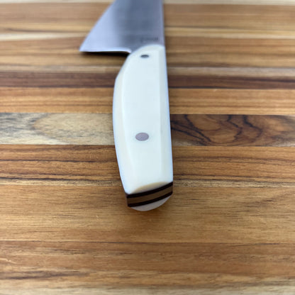 Patterson Forge Semi-Custom 200mm (8") Chef's Knife w/ White Linen & Vintage Micarta Handle