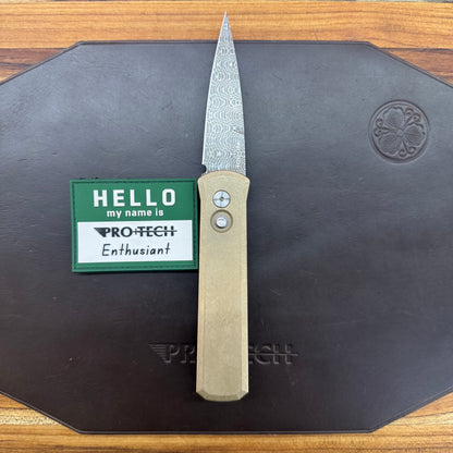 Pro-Tech Blade Show Custom Godson 3" Auto w/ Vegas Forge Vines and Roses Damascus Blade & Stonewashed AlBronze Handle