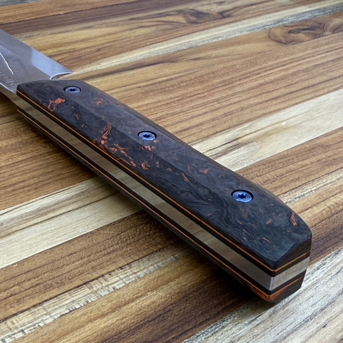 Meglio Blade Show Custom 10" PD#1 Sakimaru Sujihiki w/ S-Grind & Orange Dark Matter Carbon Fiber Handle