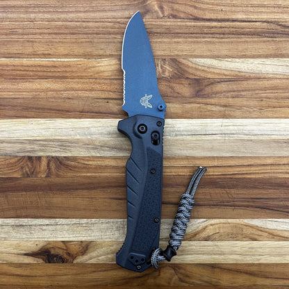 Benchmade Adira 3.5” Serrated Folding Knife w/ Tempest Gray Grivory Handle