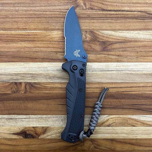 Benchmade Adira 3.5” Serrated Folding Knife w/ Tempest Gray Grivory Handle