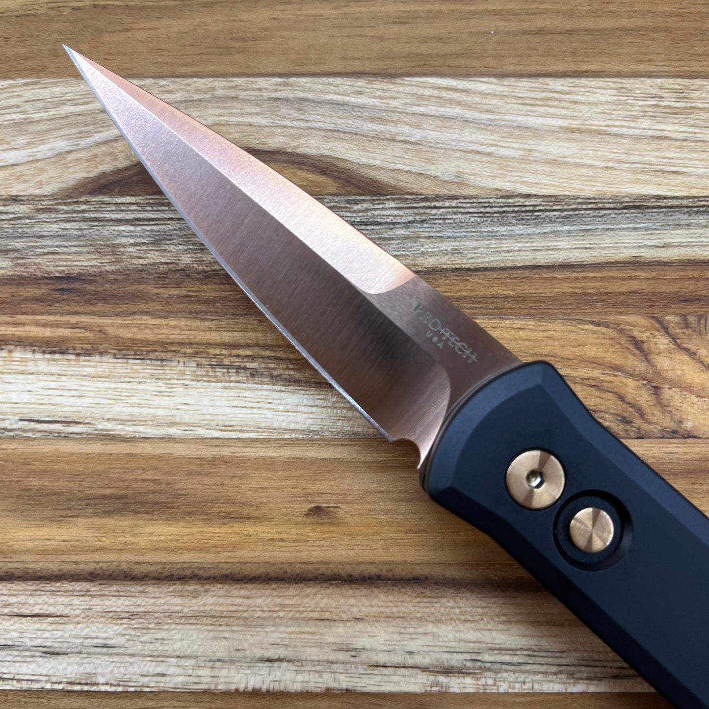 Pro-Tech Godson 3.15" Auto w/ Rose Gold Blade & Hardware