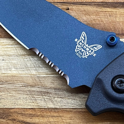 Benchmade Mini Adira 3.25” Serrated Folding Knife w/ Tempest Gray Grivory Handle