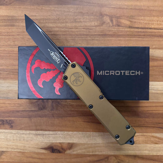Microtech Scarab II Gen III Executive T/E 4" OTF w/ Tan Aluminum Handle