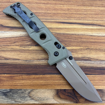 Benchmade Adamas 3.7" Folding Knife w/ OD Green G10 Handle & Nylon Sheath