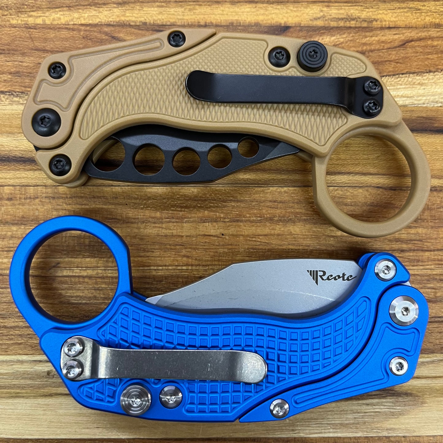 Reate EXO-K 3" Stonewash Blue Gravity Karambit w/ Trainer Knife