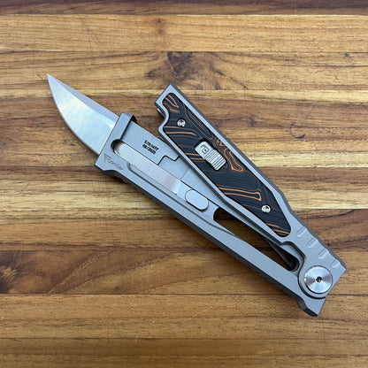 Reate EXO-M 3.25" Drop Point Gravity Knife w/ Orange & Black Handle