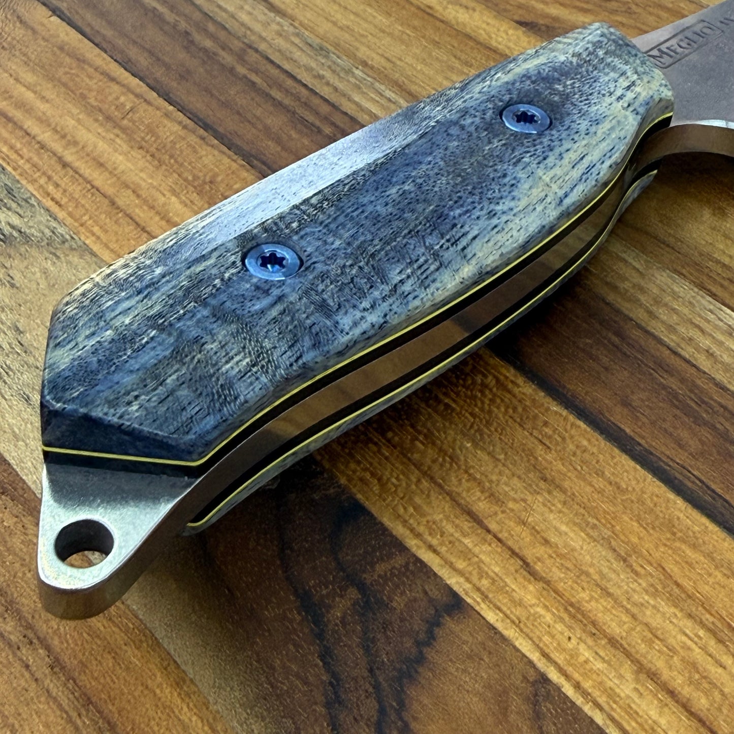 Meglio Blade Show Semi-Custom H-Series 4" Outdoor Kitchen Knife w/ Blue Primavera Handle