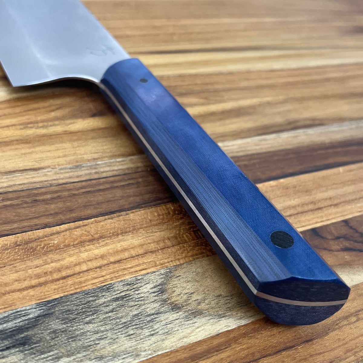 Running Man Forge Ready Series 160mm (6.5") Nakiri w/ Blue Micarta Handle