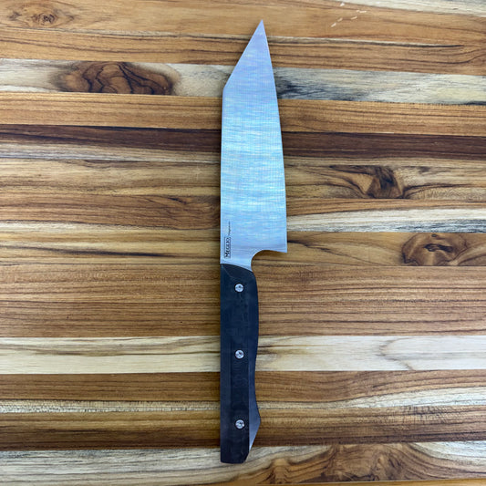 Meglio Blade Show Semi-Custom 6.5" Satin Kiritsuke w/ Black Dunes Carbon Fiber Handle