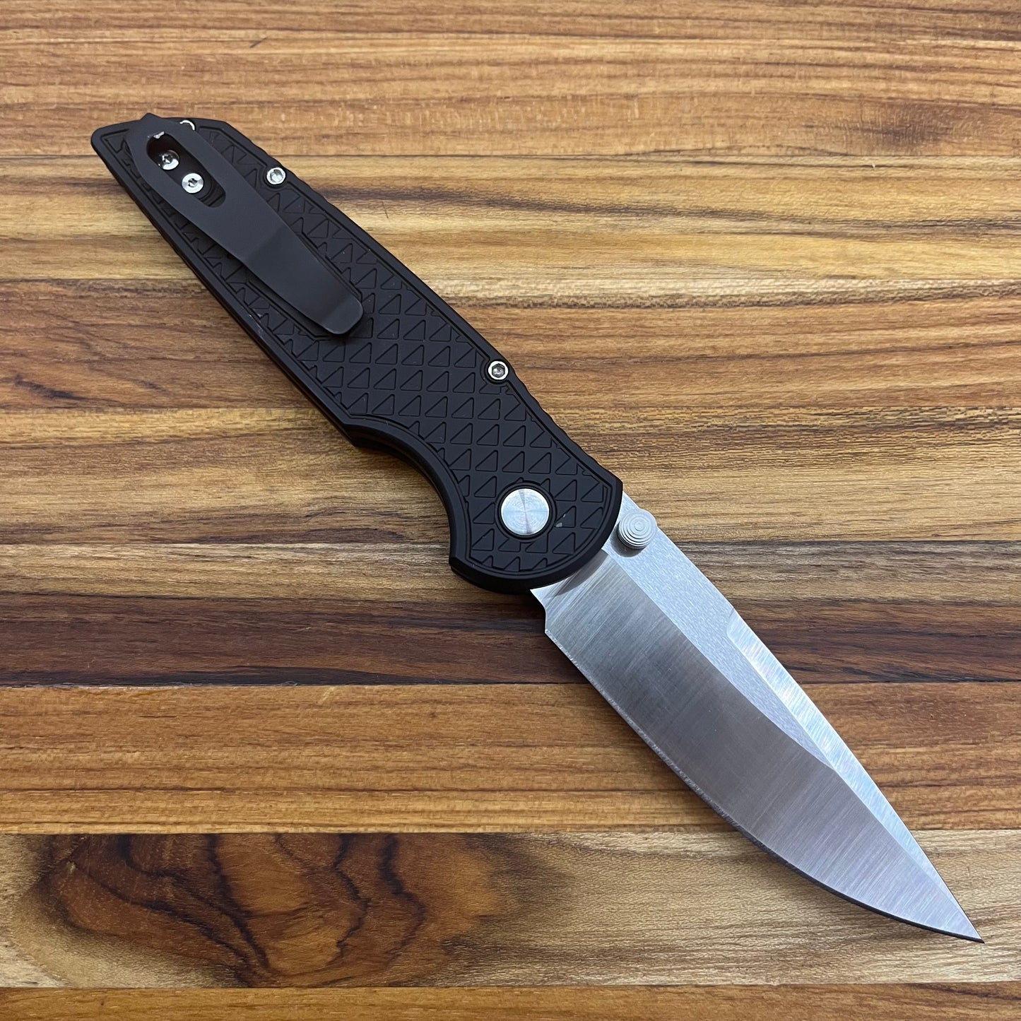 Pro-Tech TR-3 Integrity 3.5" Folding Knife w/ Black Relic Texture Aluminum Handle & Black Lip Pearl Button