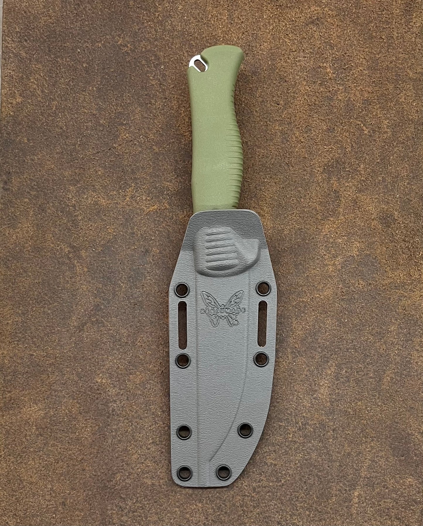 Benchmade Meatcrafter 4" Fixed Hunting Knife w/ Baltaron Sheath & Dark Olive Handle