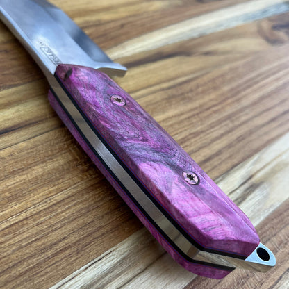 Meglio Blade Show Semi-Custom H-Series 4" Outdoor Kitchen Knife w/ Magenta Box Elder Handle