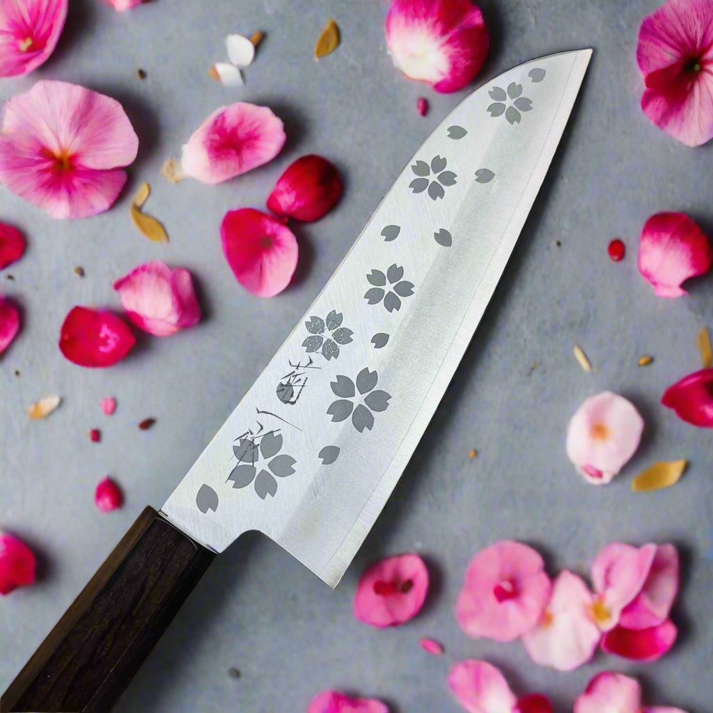 Kikuichi *LIMITED EDITION* Sakura 170mm (6.5") Santoku w/ Ebony Handle