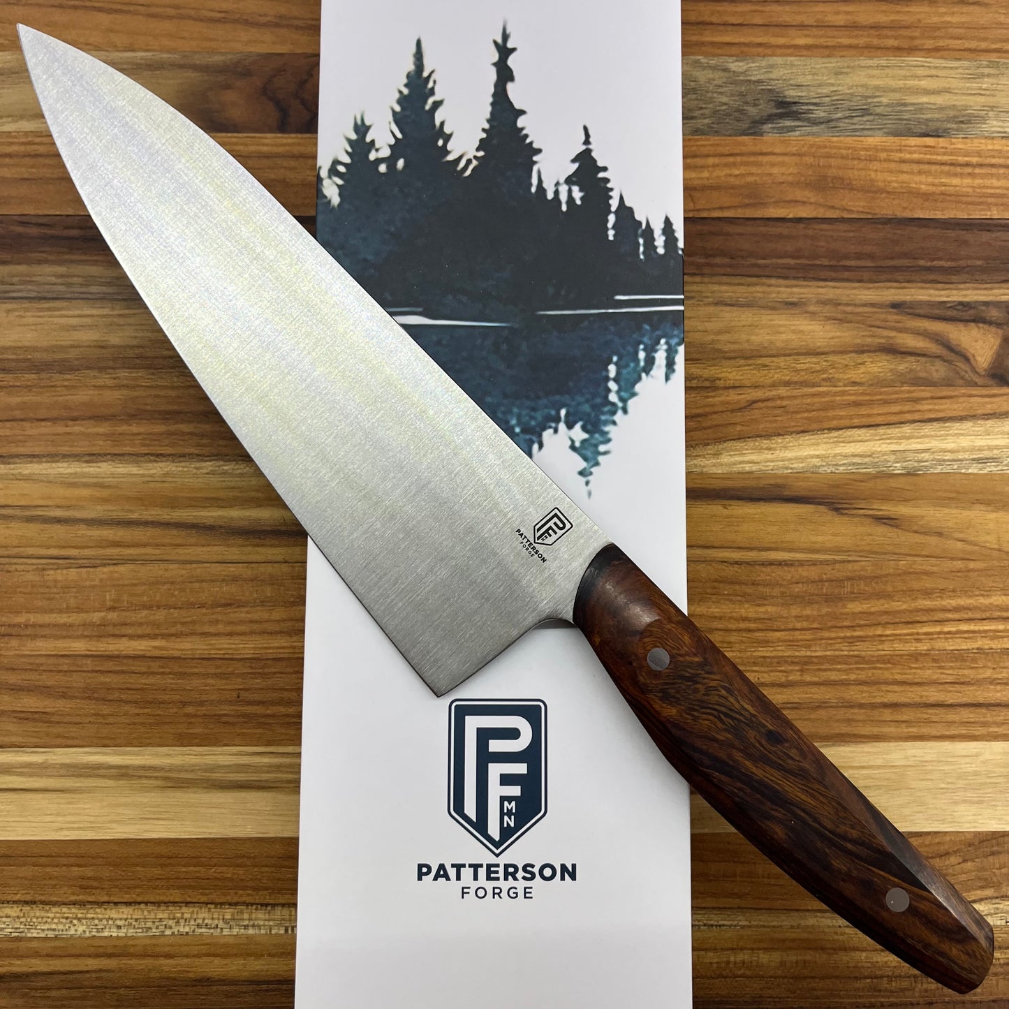 Patterson Forge Semi-Custom 200mm (8") Chef's Knife w/ Desert Iron Wood Handle