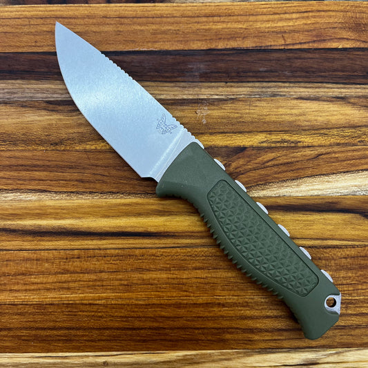 Benchmade Steep Country 3.54" Fixed Blade w/ Dark Olive Textured Handle & Sheath