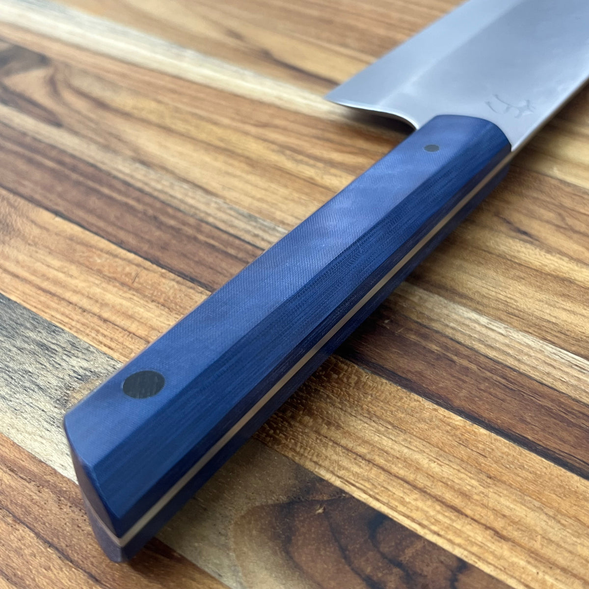 Running Man Forge Ready Series 160mm (6.5") Nakiri w/ Blue Micarta Handle