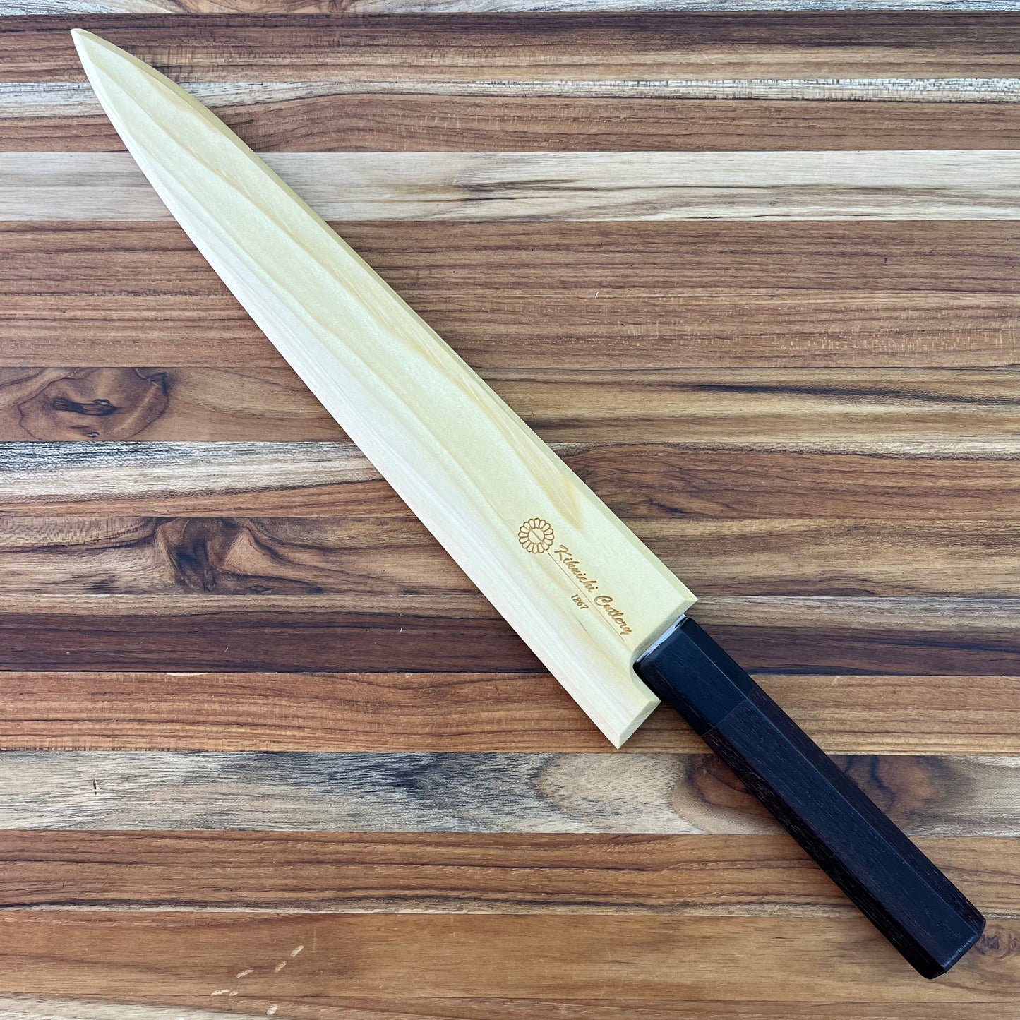 Kikuichi Magnetic Saya 240mm (9.5") Sujihiki w/ Poplar Wood