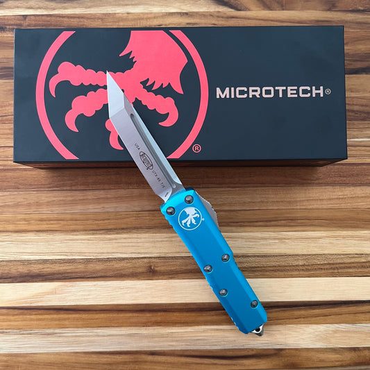 Microtech UTX-85 T/E 3" OTF w/ Turquoise Aluminum Handle