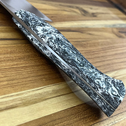 Enceladus 220mm (9") K-Tip Gyuto w/ White Fat Carbon Handle